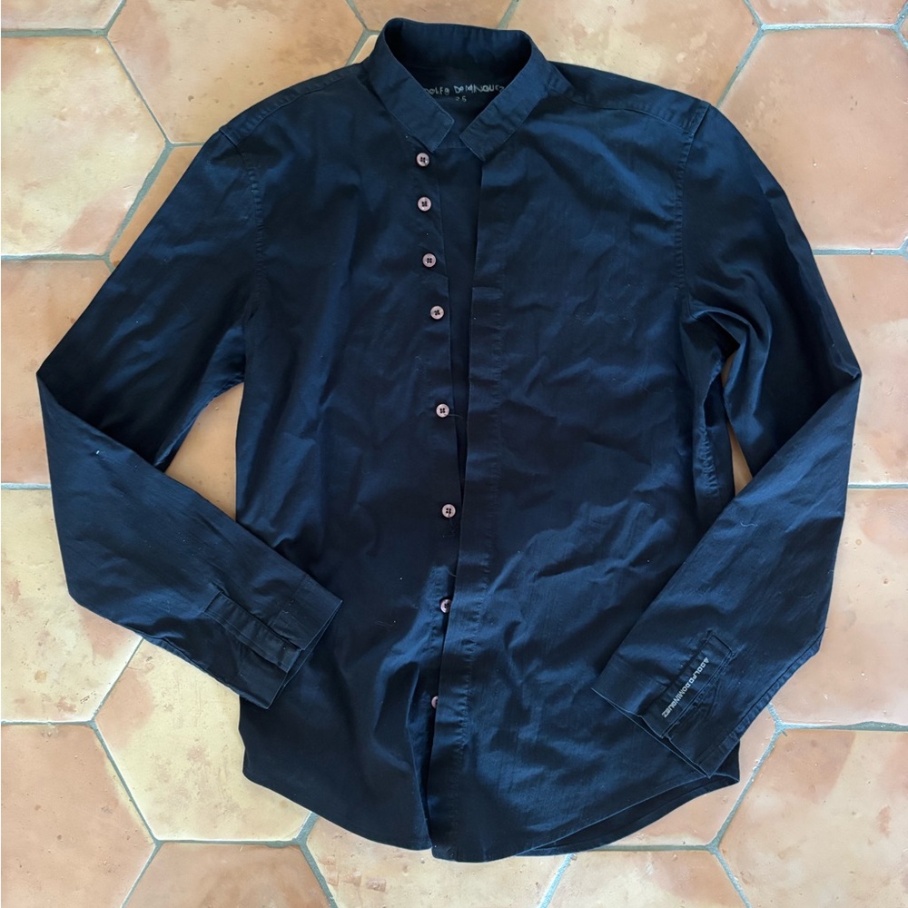 Adolfo Domínguez | Casual cotton blend button down in black | sz S